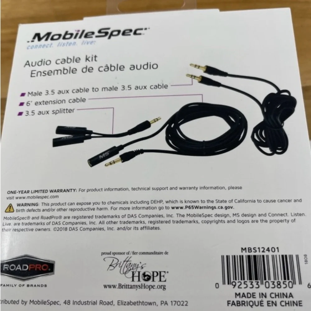 MOBILESPEC MBS12401 Audio Cable Black 6' Single Foil